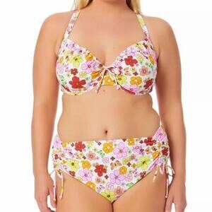 California Waves Floral Print Bikini Large‎ NWT